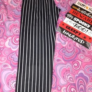 Black and White Pin Striped Elastic Waist Pants